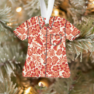 Surf Pareau Hawaiian Hibiskus Aloha Shirt - Rot Ornament