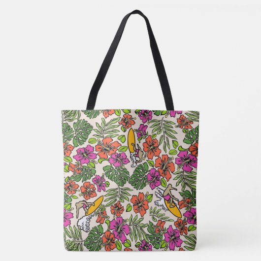 Surf Pareau Hawaiian Hibiskus Surfing Beach Bag Tasche (Vorderseite)