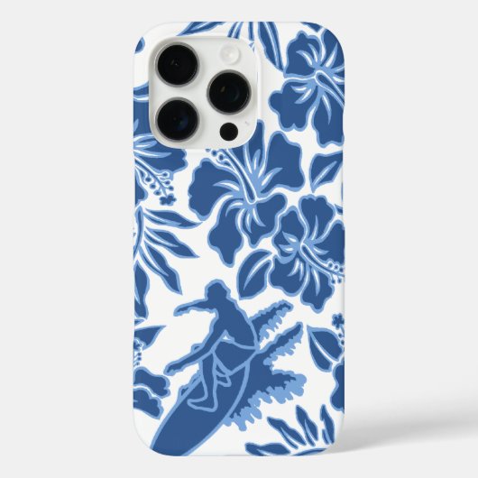 Surf Pareau Hawaiian Hibiskus Surfing Blue Case-Mate iPhone Hülle (Rückseite)