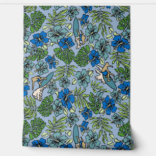 Surf Pareau Hawaiian Hibiskus Surfing Blue Multi Tapete