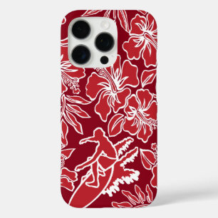Surf Pareau Hawaiianischer Hibiskus Surfen Rot iPhone 16 Pro Hülle