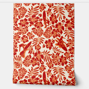 Surf Pareau Hawaiianischer Hibiskus Surfen Rot Tapete