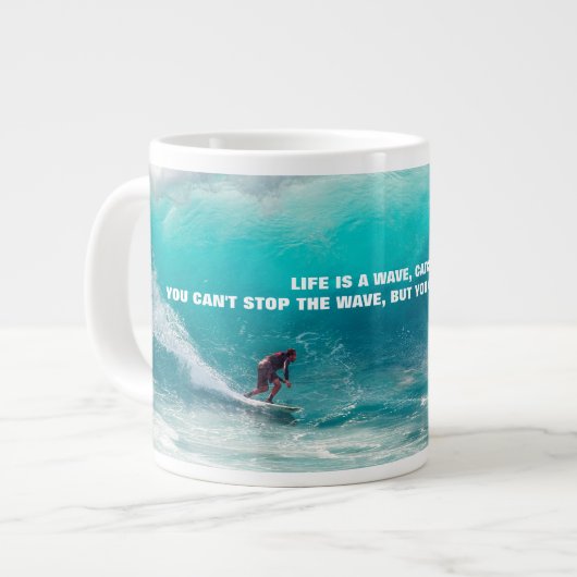 SURF QUOTE POSTER Two-Tone Candy Jar Jumbo-Tasse (Vorderseite Links)