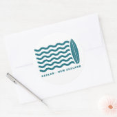 Surf Raglan Neuseeland Runder Aufkleber (Umschlag)