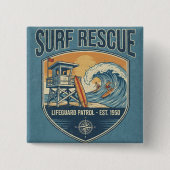 Surf Rescue Lifeguard Patrol Est 1950 Button (Vorderseite)