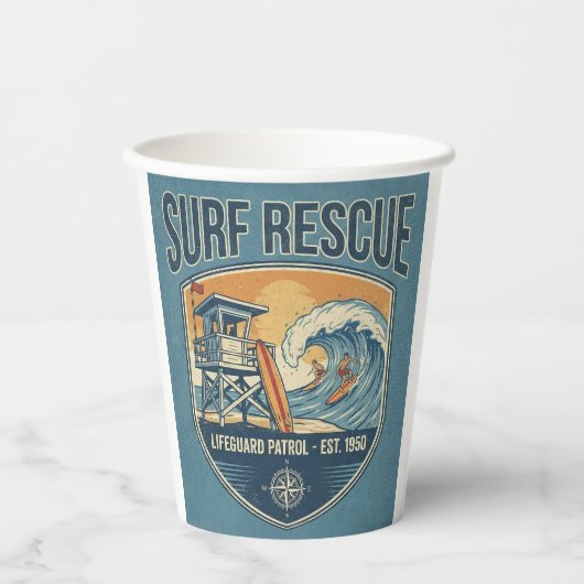 Surf Rescue Lifeguard Patrol Est 1950 Pappbecher (Vorderseite)