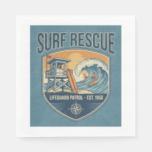 Surf Rescue Lifeguard Patrol Est 1950 Serviette (Vorderseite)