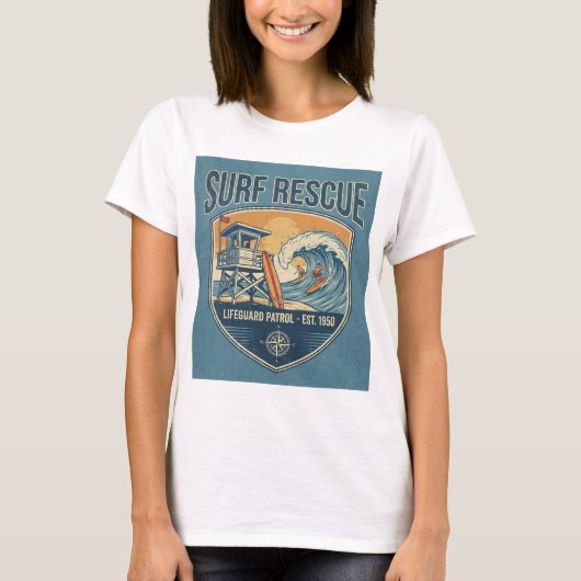 Surf Rescue Lifeguard Patrol Est 1950 T-Shirt (Vorderseite)