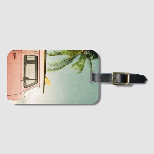 Surf Retro | Strand Gepäckanhänger (Vorderseite (Horizontal))