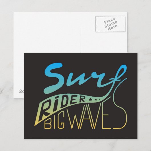 Surf Rider Big Waves Postkarte (Vorne/Hinten)