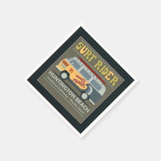 Surf Rider Huntington Beach Poster Serviette (Ecke)