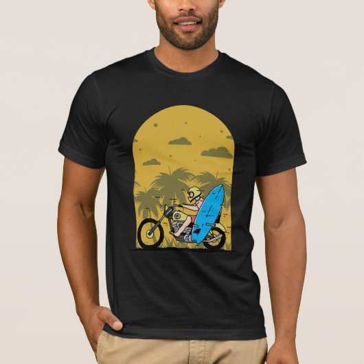 Surf Rider Motorrad Strand Abenteuer T-Shirt (Vorderseite)