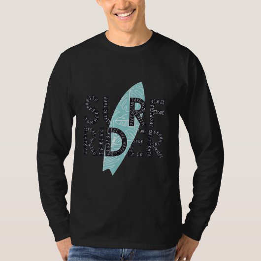 Surf Rider Typografie Surfboard Notes Surf T-Shirt (Vorderseite)