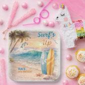 Surf’s Up Retro Beach Birthday Party  Pappteller (Party)