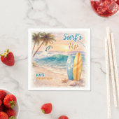 Surf’s Up Retro Beach Birthday Party  Serviette (Beispiel)