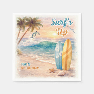 Surf’s Up Retro Beach Birthday Party  Serviette