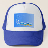 Surf’s Up Surfer Surfing Silhouette Blue Hat Truckerkappe (Vorderseite)