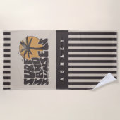 Surf Sand Sunsets Beach Life Palm Tree Strandtuch (Vorderseite)