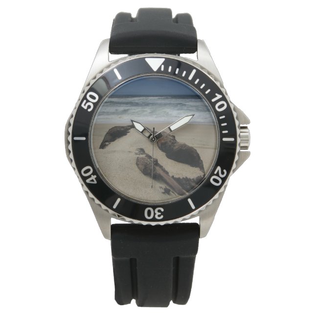 Surf Sand und Driftwood West Coast Landschaftsstra Armbanduhr (Vorderseite)