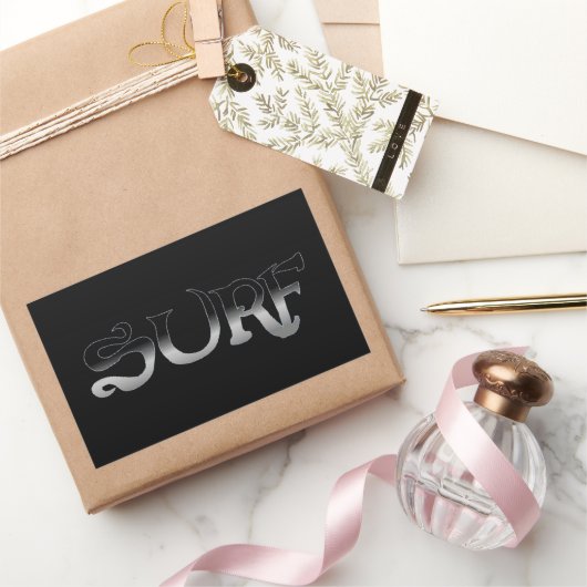 Surf schwarz großes Rechteck große Aufkleber (Schenken)