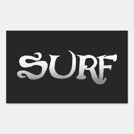 Surf schwarz großes Rechteck große Aufkleber (Vorderseite)