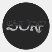 Surf schwarz rund große Aufkleber (Vorderseite)