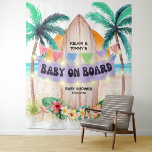 Surf & Sea Baby an Bord Beach Baby Shower  Wandteppich