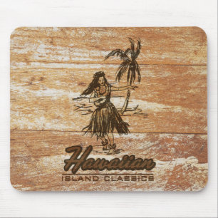 Surf Shack Hawaiian Faux Holz Mousepad