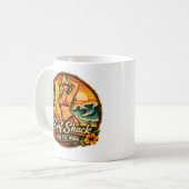 Surf Shack Surfer Pin-Up | Ride The Wave Beach Kaffeetasse (Vorderseite Links)