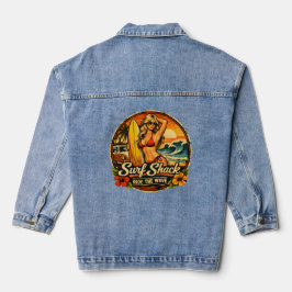 Surf Shack Surfer Pin-Up | Ride The Waves Beach Jeansjacke