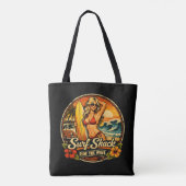 Surf Shack Surfer Pin-Up | Ride The Waves Beach Tasche (Rückseite)