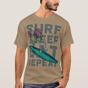 Surf Sleep essen Wiederholung Surfen Vintag Retro T-Shirt