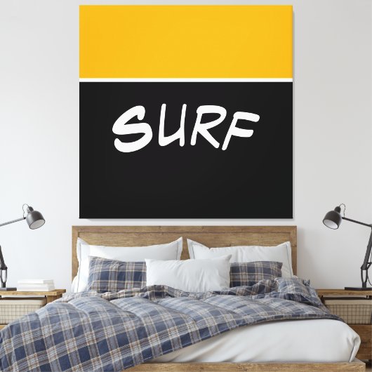 SURF Spaß Heller, goldgelber schwarzer Farbblock Leinwanddruck (Insitu (Schlafzimmer))