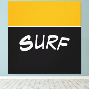 SURF Spaß Heller, goldgelber schwarzer Farbblock Leinwanddruck