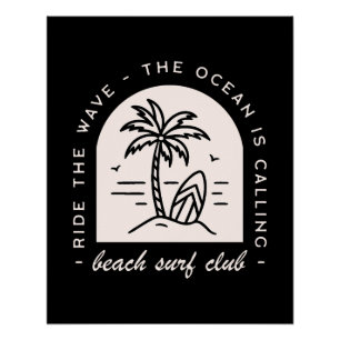 Surf Strand Club Surfen Ozeanliebhaber Vintage Sch Poster