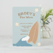 Surf Summer Boy Geburtstag Einladung (Stehend Vorderseite)