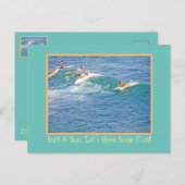 SURF & SUN LASSEN UNS EIN PAAR SPASS HABEN! / SURF POSTKARTE (Vorne/Hinten)