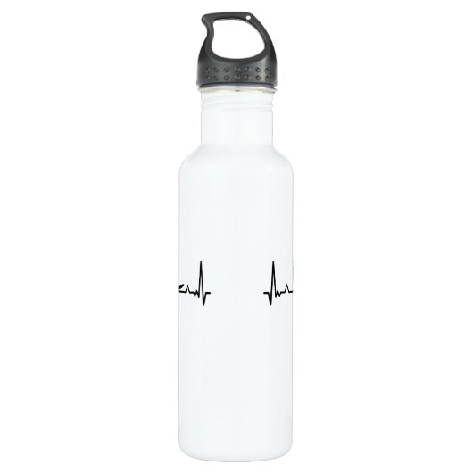 Surf Surf Heartbeat Line Funny Geschenke Edelstahlflasche (Rückseite)