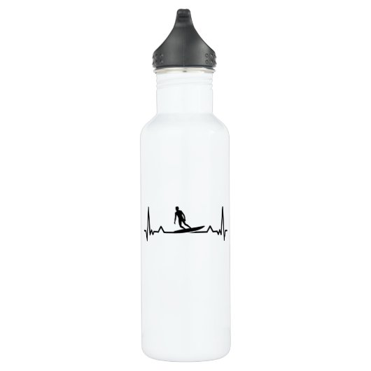 Surf Surf Heartbeat Line Funny Geschenke Edelstahlflasche (Rechts)