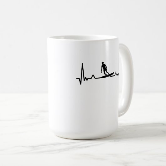 Surf Surf Heartbeat Line Funny Geschenke Kaffeetasse (VorderseiteRechts)