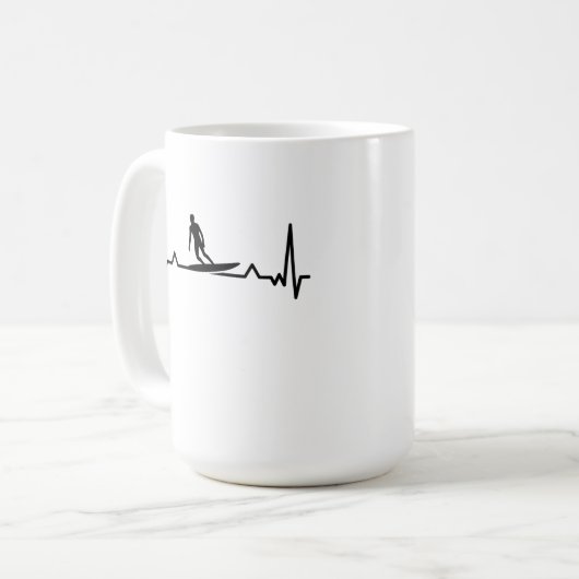 Surf Surf Heartbeat Line Funny Geschenke Kaffeetasse (Vorderseite Links)