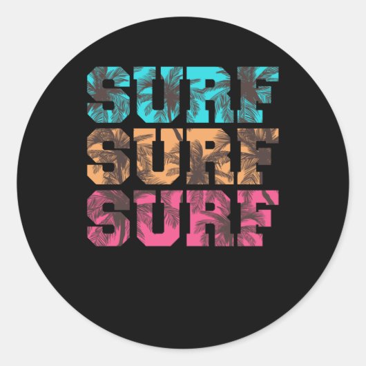 Surf Surf Surf Runder Aufkleber (Vorderseite)