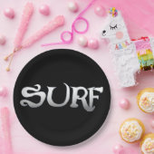 Surf-Teller mit schwarzem Großpapier Pappteller (Party)