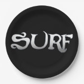 Surf-Teller mit schwarzem Großpapier Pappteller (Vorderseite)