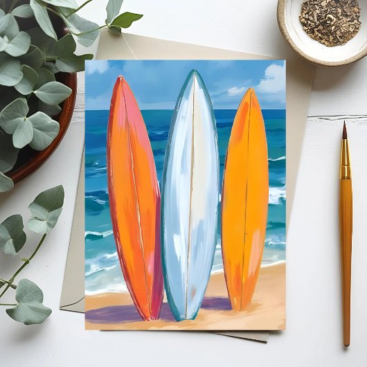 Surf the Waves | Watercolor Beach Ocean Postkarte