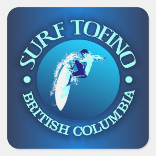Surf Tofino Quadratischer Aufkleber