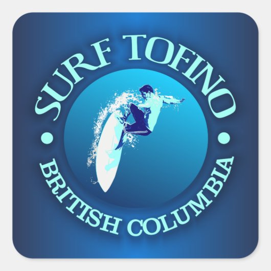 Surf Tofino Quadratischer Aufkleber (Vorderseite)