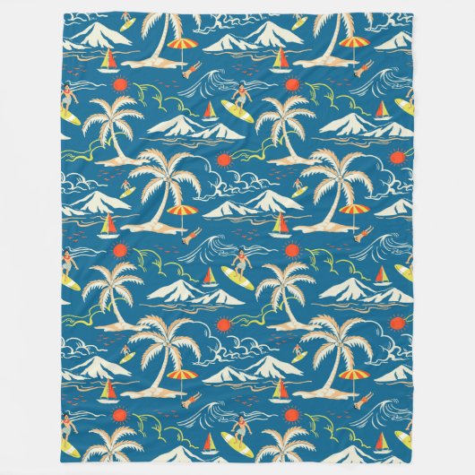 Surf tropische Insel thematische Muster Fleecedecke (Vorderseite)