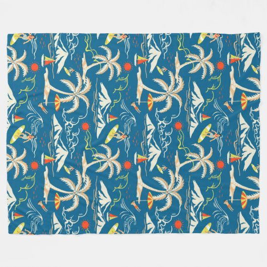 Surf tropische Insel thematische Muster Fleecedecke (Vorderseite (Horizontal))