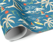 Surf tropische Insel thematische Muster Geschenkpapier (Rolleneckpunkt)